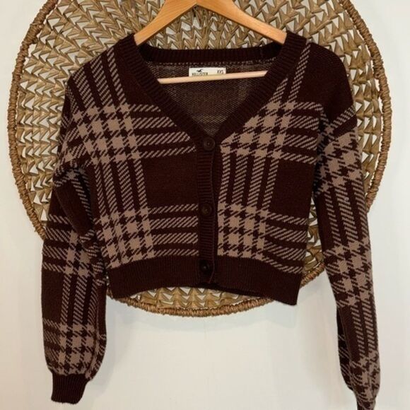 Hollister brown button up cardigan sweater size xxsmall - Picture 1 of 5